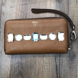 Fossil wristlet with rhinestones